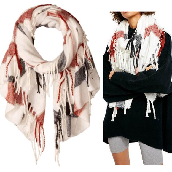 Free People Accessories - NWT Free People Valley Plaid Fringed Scarf Plaid